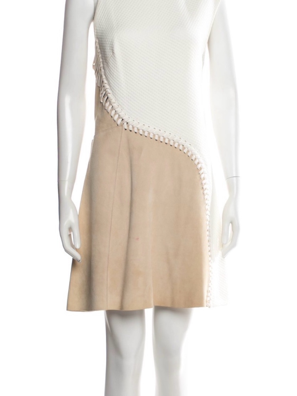 3.1 Phillip Lim Cream and Tan A-Line Dress with Braided Trim